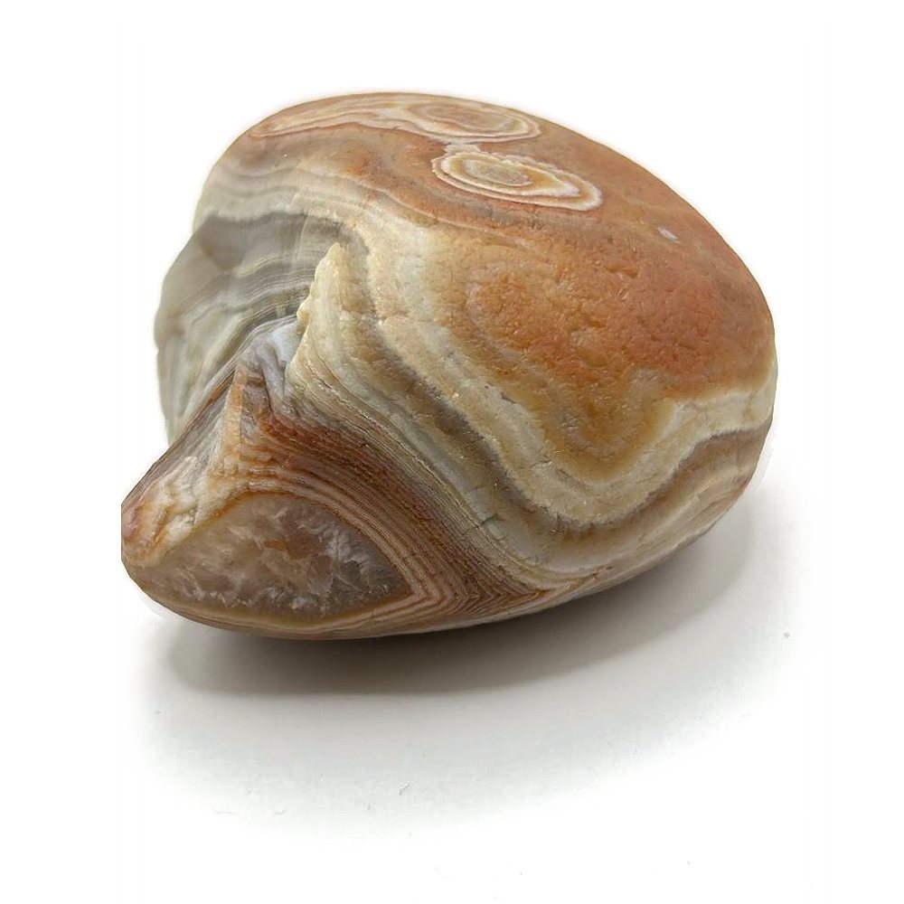 A white and orange fortification Lake Superior agate from our founding collection