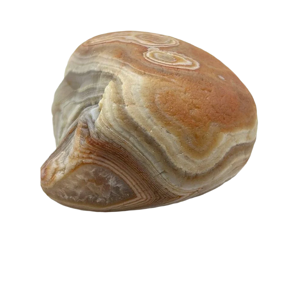 A white and orange fortification Lake Superior agate from our founding collection